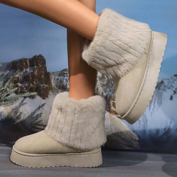 Women's New Thick Bottom Thermal Lined Winter Snow Boots, Warm And Comfortable