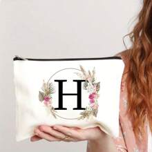Bolsa de maquiagem com estampa floral e de letras chique de outono - Bolsa de cosméticos de lona reutilizável e moderna com grande capacidade Bolsa de armazenamento de viagem para mulheres Bolsas de grife, bolsa de cosméticos de viagem portátil personalizada com zíper, ideal para bolsa de festa de casamento e presente feminino, bolsa de papelaria escolar, presente de festa Bolsa de maquiagem para itens essenciais de viagem Bolsas de maquiagem Organizador de maquiagem Organizador de maquiagem Armazenamento de maquiagem Bolsa de maquiagem Bolsa de maquiagem - Branco - Ver 20