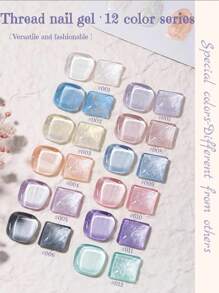 MIANEL 12ML 2026新款日式冬季美甲珍珠贝壳线胶指甲油，珍珠贝壳质地，带有细闪和珠光效果，白色指甲光疗指甲油凝胶，秋季美甲冬季美甲新年美甲可卸LED UV美甲设计，适用于美甲沙龙和DIY使用 - 彩色 - 查看 4