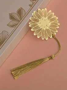 1PC Metal Bookmarks With Tassel, Beautiful Hollow Metal Brass Bookmark, Metal Leaf Flower Bookmarks, For Book Lovers, Writers, Readers, Teens, Men, Women, Adults, A Must-Have For Back-To-School Season - Gold - View 5
