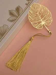 1PC Metal Bookmarks With Tassel, Beautiful Hollow Metal Brass Bookmark, Metal Leaf Flower Bookmarks, For Book Lovers, Writers, Readers, Teens, Men, Women, Adults, A Must-Have For Back-To-School Season - Gold - View 3