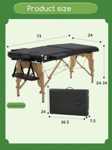 Massage Table Portable Portable Massage Bed 2 Section Foldable Tattoo Bed W/Carrying Case,Solon&Facial Care Spa Lash Bed - Black - View 4