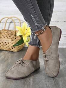 Flat Soft-Sole Retro Round Toe Slip-On Ballet Flats, Casual Large Size Shoes For Mothers, Autumn