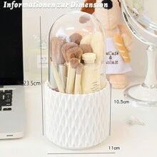 VNIMTI Cosmetic Organizer 360 Rotatable, Make Up Brush Organizer With Lid, Dressing Table Brush Holder, Cosmetic Organizers For Room, Decor Dressing Table, Bathroom, Gifts For Women (White) - 白色 - 查看 5