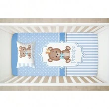 Encantos Baby 2-Piece Crib Sheet Kit (Fitted Sheet + Printed Pillowcase) Baby Room Decoration - Hoàng Tử Gấu - Xem 2