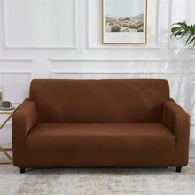 1入優質聚酯纖維實色全季現代風格長方形高彈性防寵物毛髮沙發套,可水洗,適用於客廳家庭使用 - 咖啡棕 - 查看 13
