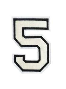 1個大號白色刺繡數字0-9衣裝貼片,可diy的棒球外套和大衣的數字徽章,可熨燙 - 杏色 - 查看 11