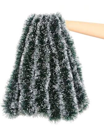 1 pezzo Decorazione pendente in nastro metallico per albero di Natale, lunghezza 3m/5m, con punte metalliche verdi, rosse e ricoperte di brina, adatto per feste natalizie, felice anno nuovo, decorazioni interne ed esterne, forniture per feste a tema disco