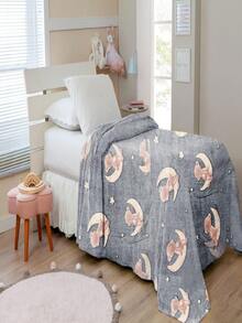 Glow-In-The-Dark Blanket, Printed And Soft, Microfiber 2x1.80 - 灰色 - 查看 2