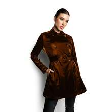 gabardina negra piel tipo hule - Marrón Chocolate - Ver 1