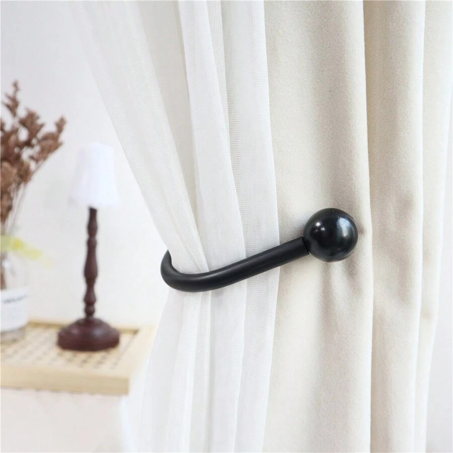 2pcs Minimalist Curtain Wall Hooks, Round Headed Small Curved Hooks - Multicolor - View 1