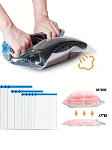 1/3/5pcs Compression Bags For Travel Travel Accessories Space Saver Bags No Vacuum Or Pump Needed Vacuum Storage Bags For Travel Essentials Travel And Home Packing Organizers (Blue) Clothes Storage Clothes Organizer Travel Organizer Bag Set Travel Storage Bag Set Packaging Bag Back To School School Bag Travel Essentials Travel Organizer For Beach Summer Vacation Travel Must Haves Vacation Holiday School Accessories Supplies Stuff Back To School Supplies