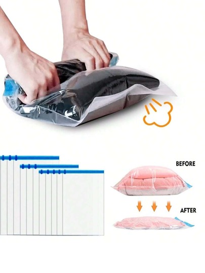 1/3/5件旅行压缩袋 旅行配件 节省空间袋 无需真空或泵 真空储物袋 旅行必需品 旅行和家居包装收纳袋（蓝色） 衣物收纳 衣物整理器 旅行收纳袋套装 旅行收纳袋套装 包装袋 返校书包 旅行必需品 海滩旅行收纳袋 暑假旅行必备品 假期 学校配件 用品 东西 返校用品