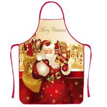 Christmas Apron With Cartoon Print, Adjustable Strap Home Kitchen Cooking Party Supplies - Multicolor - View 7