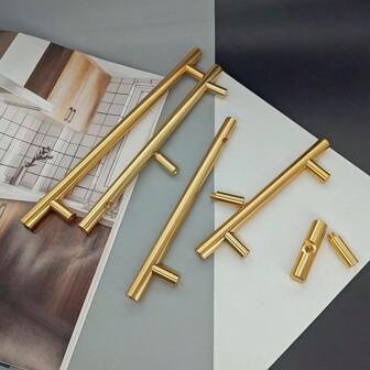 1pc Detachable Gold-Color Base Cabinet Handle, Solid Aluminum Alloy Kitchen Drawer Cupboard Knob, Suitable For Cabinet, Drawer, Wardrobe