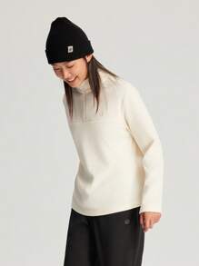 TECTOP Women's Outdoor Fleece Top Long-Sleeve T-Shirt Style Bottom Fall/Winter Half-Zip Design Easy On/Off Ideal For Camping And Hiking - White - View 3