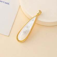 1pc Natural Freshwater Shell Long Water Drop Shape Pendant Charms For DIY Women Men Necklace Jewelry Making Accessories - 40x10mm - View 8