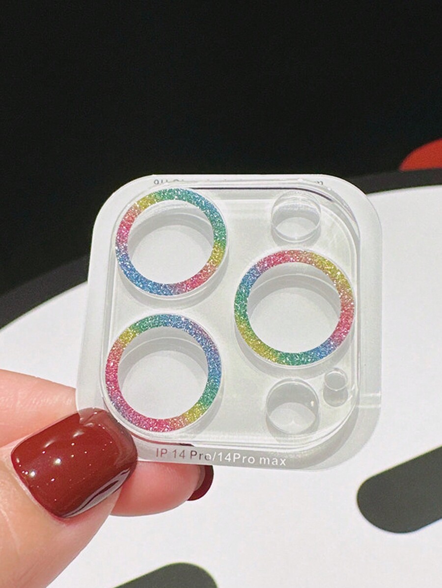 1pc Glitter Tempered Glass Camera Lens Protective Film Compatible With