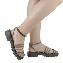 Sandalia Gladiadora Feminina com Strass