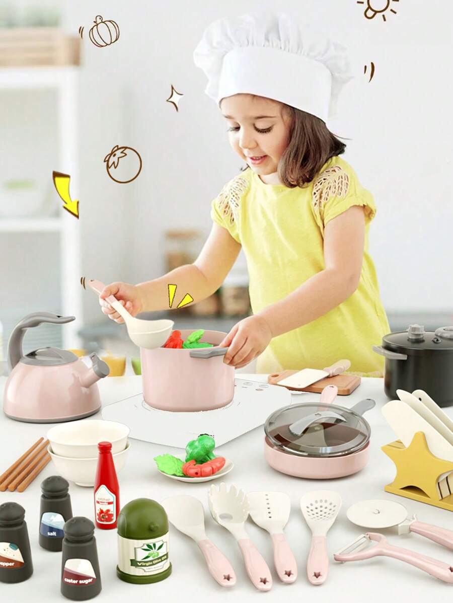 1set Children's Pretend Play Electric Rice Cooker Kitchen Toys, Random Color Accessories - Multicolor - View 1