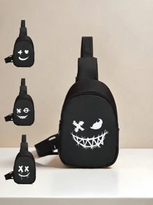 1 chiếc túi đeo hông bằng vải nylon in hình ma hoạt hình nhẹ có thể gấp lại, ví đựng tiền xu có khóa kéo, phù hợp cho cả bé trai và bé gái, lý tưởng để sử dụng ngoài trời và hàng ngày - túi đeo thắt lưng in hình - Xem 1