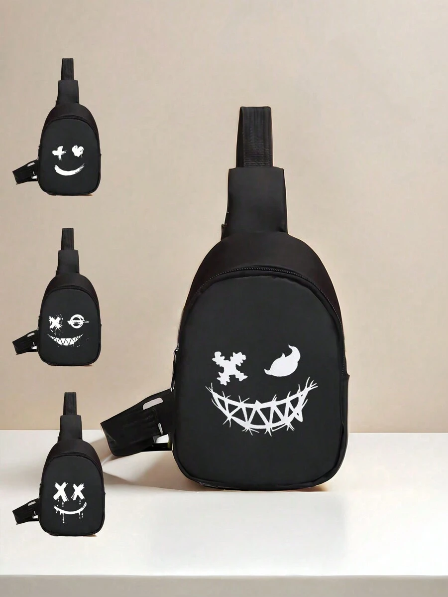 1 chiếc túi đeo hông bằng vải nylon in hình ma hoạt hình nhẹ có thể gấp lại, ví đựng tiền xu có khóa kéo, phù hợp cho cả bé trai và bé gái, lý tưởng để sử dụng ngoài trời và hàng ngày - túi đeo thắt lưng in hình - Xem 1