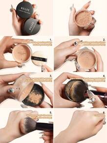 1入淺棕色持久控油啞光定妝散粉（附絨布粉撲） - 棕色 - 查看 2