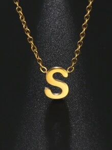 1 件女士不銹鋼首字母項鍊 A-z 大寫字母吊墜生日禮物 - 信件系列 - 查看 85