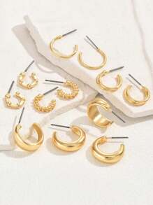 24pcs Minimalist Geometric Style Earrings Set, Women Summer Multi-Occasion Gift - Style 1 - View 6
