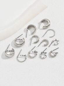 24pcs Minimalist Geometric Style Earrings Set, Women Summer Multi-Occasion Gift - Style 1 - View 7