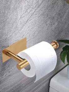 5 件/套自粘式浴室毛巾架、毛巾环、卫生纸架、衣帽挂钩套装、壁挂式衣架 - 金色 - 查看 4