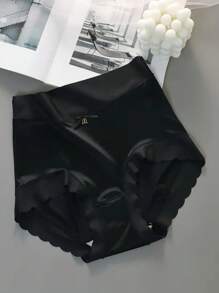 3pcs Satin Icy Silk High Waist Sexy Comfortable No-Trace Lift Butt Women Triangular Panties, Crotch