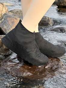 1/2/3/4 双防水加厚防滑鞋套，可重复使用户外橡胶雨靴套，加厚防滑耐用，可折叠雨靴，适用于户外骑行和雨天，适用于学校、办公室、家庭、旅行 - 彩色 - 查看 8