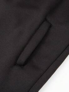 新款秋冬男士插肩袖连帽运动衫，适合健身慢跑的休闲运动服，撞色拉链夹克 - 黑色 - 查看 5