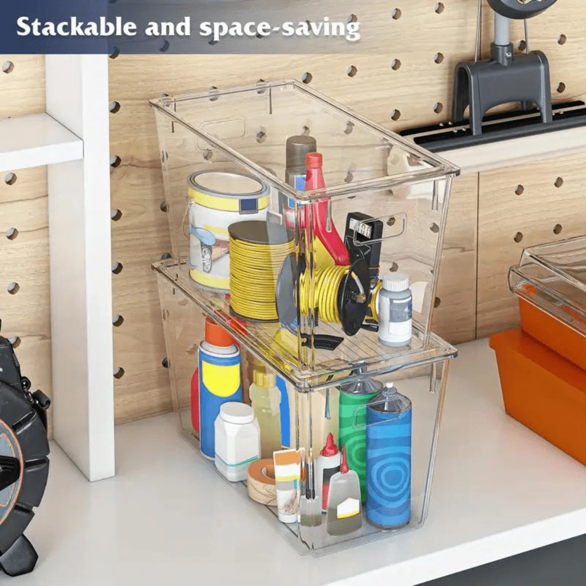 Plastic Organizer Box With Lid 30x21x15cm - trắng - Xem 1