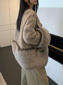 Women's Solid V-Neck Mink Cashmere Cardigan - Grey - View 4