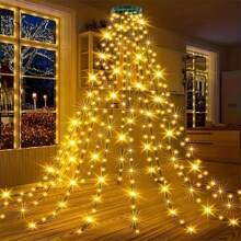 1 pièce Guirlande lumineuse de 200 LED pour sapin de Noël avec 8 modes d'éclairage, guirlande pour le haut de l'arbre, décoration de Noël, décoration de chambre, décoration de maison, décoration de fête, décoration de vacances, cadeau de Noël, décorations de sapin de Noël