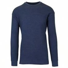 5-Pack Men's Classic Waffle-Knit Crew Neck Thermal Shirt - Charcoal - Heather Grey - Navy - Olive - White - View 4