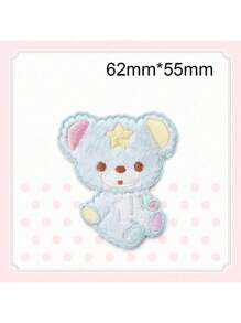 1pc Plush Bear Embroidered Patch, DIY Decorative Fashion Adhesive Sticker - As Photo - View 8