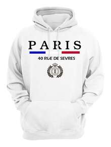 Casual Flannel Sweatshirt Cold Weather Top Paris 40 Rue Sevres - trắng - Xem 1
