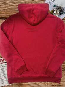 Watercolor German Shepherd Dog Portrait  Women's Casual Hoodies - Red - View 2