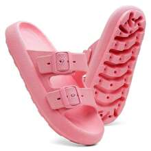 Men's Cloud Flip Flops Slide Sandal Two Straps Comfortable Birken Buckle - Pink - View 5