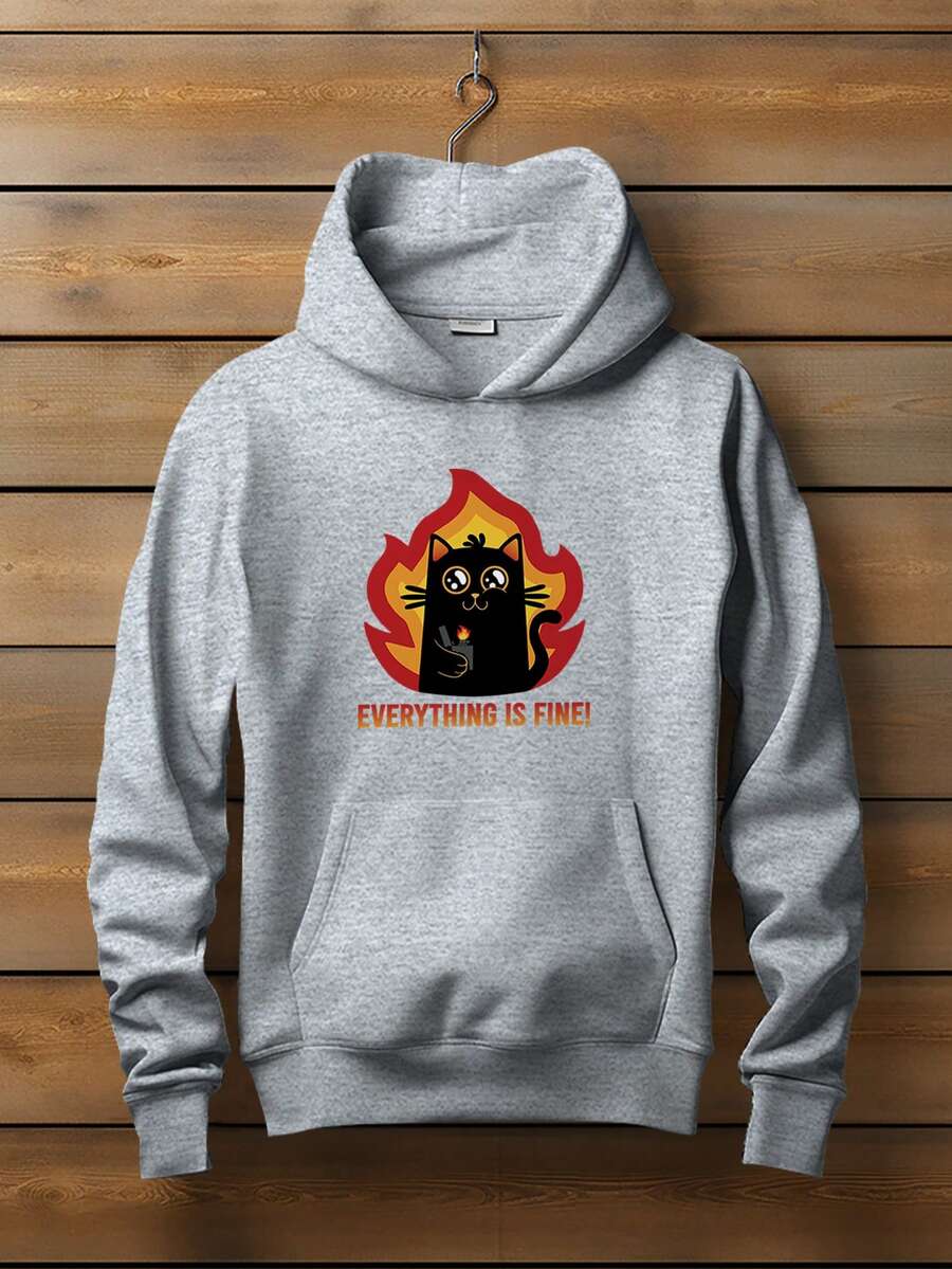 Sweatshirt Meme Kitten Cat Cat It's All Okay  2481 GEEK FLOW - 灰色 - 查看 1