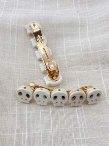 2个骷髅头装饰发夹，街头骷髅，恶魔配饰，发夹，发爪，学校用品，发饰，头部配饰，发卡 - 白色 - 查看 10