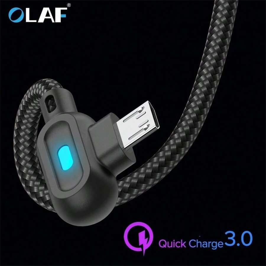 OLAF 90 度 Micro USB 数据线 快速充电 三星 Mi Android MicroUSB USB-C 充电器 - 彩色 - 查看 1