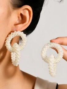 复古超大双/三圈珍珠耳环，时尚潮流设计