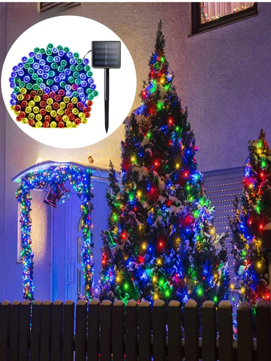 1 dây đèn trang trí ngoài trời năng lượng mặt trời, 7m 50 đèn LED, 12m 100 đèn LED, 8 chế độ, đèn trang trí cây thông Noel LED cho hàng rào và sân vườn, trang trí không khí tiệc tùng (có đèn ấm áp và nhiều màu), đèn trang trí Giáng sinh ngoài trời, đèn trang trí phòng ngủ, trang trí nhà, trang trí tiệc, lễ hội ngày lễ, quà tặng Giáng sinh, lễ tạ ơn, đồ trang trí cây thông Noel
