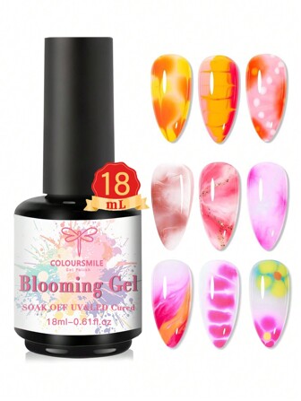 COLOURSMILE 18ml Blooming Gel Nail Polish, Transparent UV LED Flower Gel Nail Polish That Can Create Marble, Natural Stone, Watercolor Floral Patterns, Removable Gel Nail, DIY Nail Art Design, Gift For Women