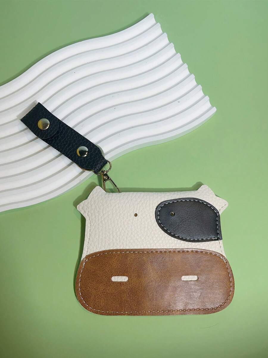 一款塑料頭牛設計多功能卡通薄款錢包，防盜防磁卡片套鑰匙扣，適合大學生日常通勤假期旅遊男女兒童紀念日情人節禮物 - 白色 - 查看 1