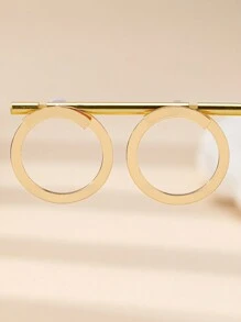 2只/1对 极简主义菱形夸张几何图案奢华风格女士耳环 - 金黃色 - 查看 2